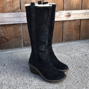 UGG Harley black tall suede wedge